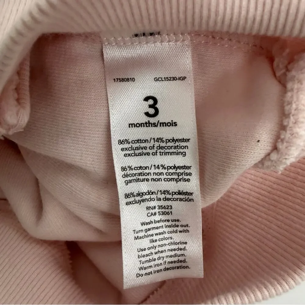 Carter’s pink terry cloth full zip ear hoodie sweatshirt